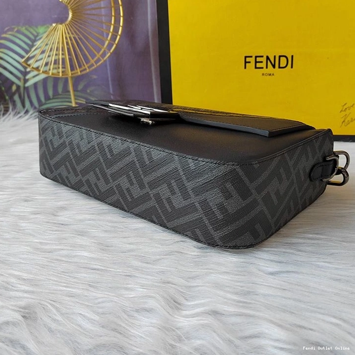 Affordable Motif FF Fabric Baguette Fendi Black Bag In Medium 0722